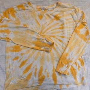 Jane & Delancey Yellow White Tie dye long sleeve t-shirt women’s sz L oversized